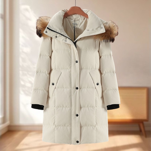 貉子毛领针织袖 冬装 口连帽羽绒服005 兰 专柜2599