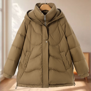 A字版 专柜719 连帽立领插肩袖 冬装 羽绒服092 贝