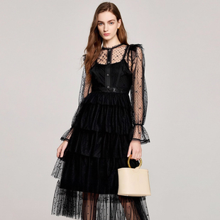 串珠坠半裙假两件喇叭袖 秋季 连衣裙组合003 木X 专柜