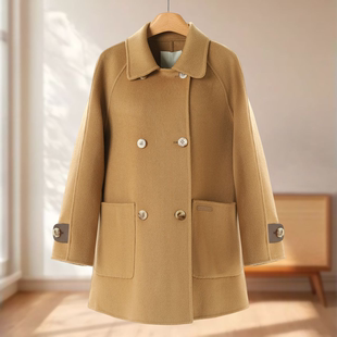 A版 专柜1899 插肩袖 冬装 韩系双面呢长毛大衣272 木X