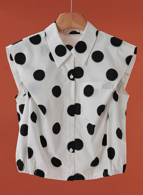 【27】 辣妹显瘦波点无袖短衬衫071~夏季新款女装