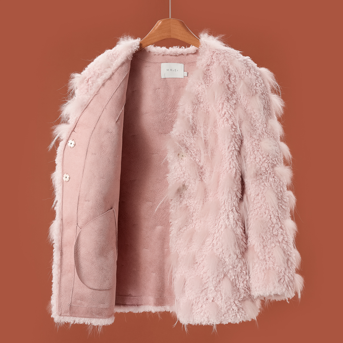 专柜1699 【莫Y】冬装 重工气质感手工仿皮草外套863