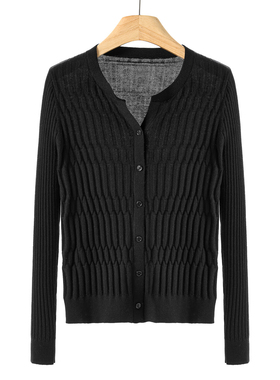 专柜459 桑蚕丝+绵羊毛【鸶】 V领单排扣纯色针织开衫外套806~秋