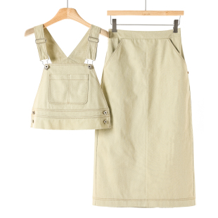 女装 全棉背带上衣后腰松紧半身套745标 新款 春季 商场撤柜