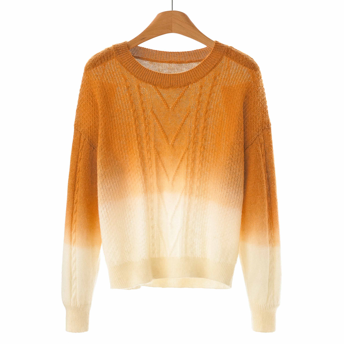 专柜699 29%马海毛【木X】秋装 渐变含绵羊毛宽松慵懒针织衫761