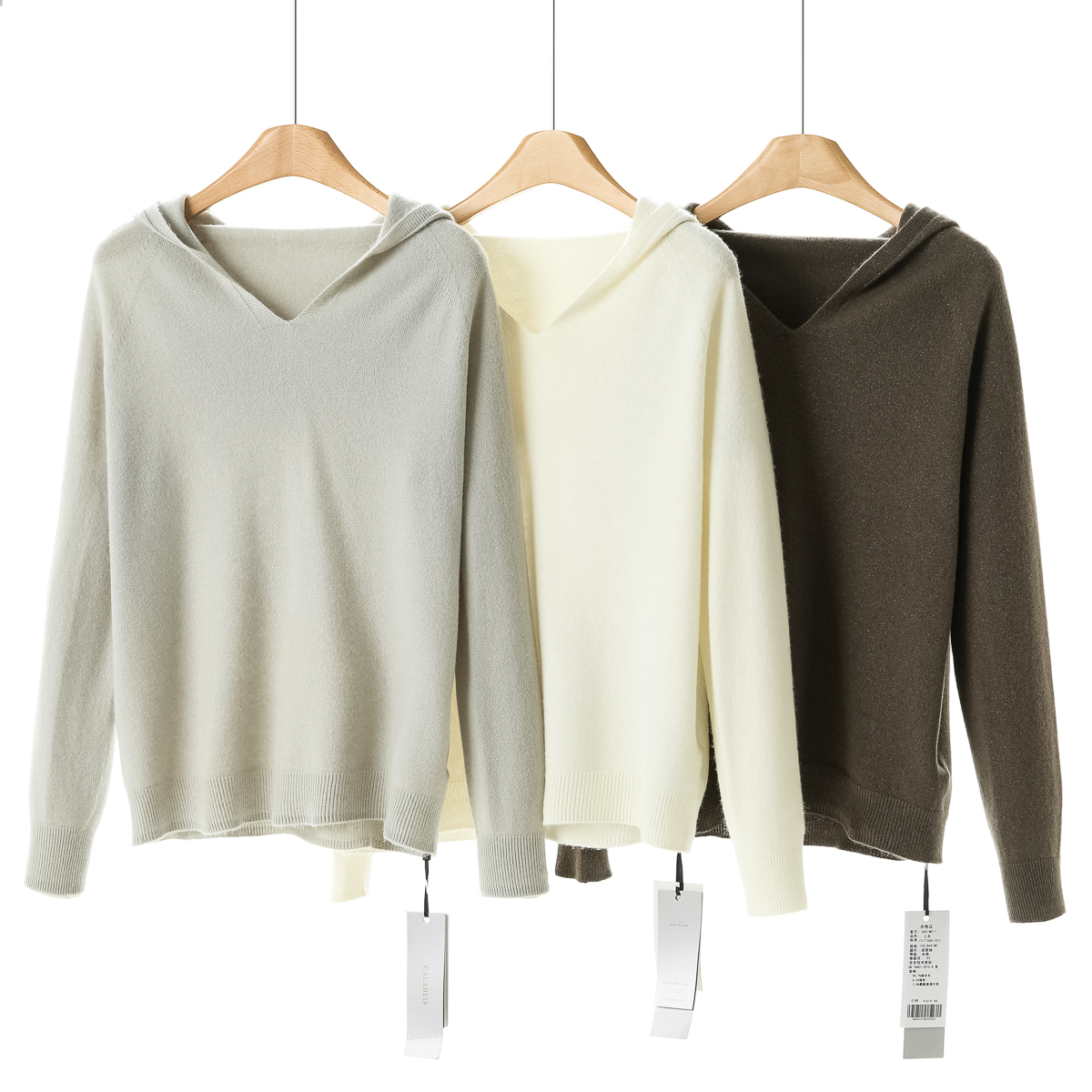 专柜619 90%绵羊毛【贝】冬装 宽松休闲外穿连帽针织衫017