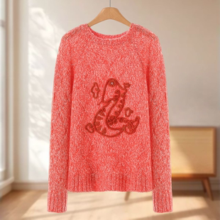 绵羊毛重工编织套头毛针织衫 专柜1169 冬装 莫Y 485 5%马海毛