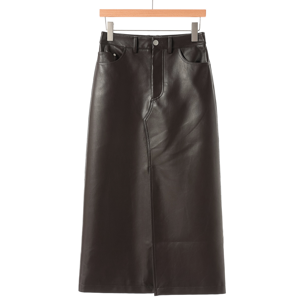 专柜639【TH】冬装 开叉及脚踝直筒一步PU半身裙010