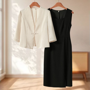无袖 一字扣外套 方领连衣裙两件套119 秋季 女装 新款 Z姿
