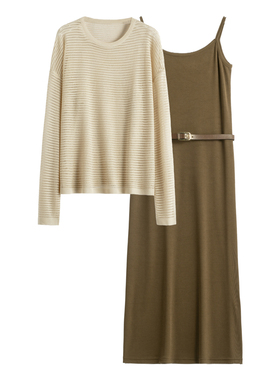 【佐】 镂空小衫+吊带连衣裙两件套L817~秋季新款女装