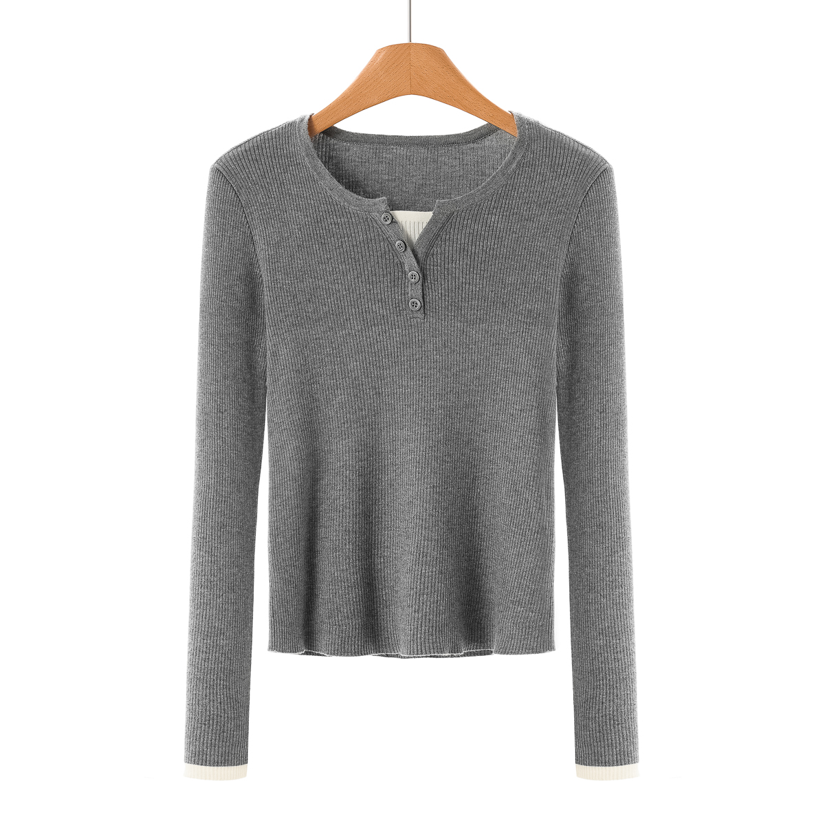 专柜469含桑蚕丝+绵羊毛【序】冬装 拼接假两件打底针织衫073