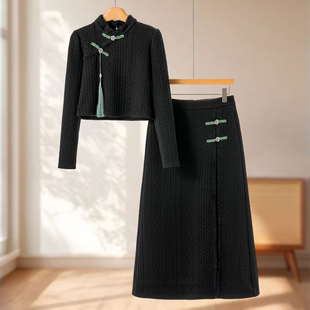 蕾 套装 冬装 盘扣半裙加绒中式 379 吊穗立领小衫 专柜699