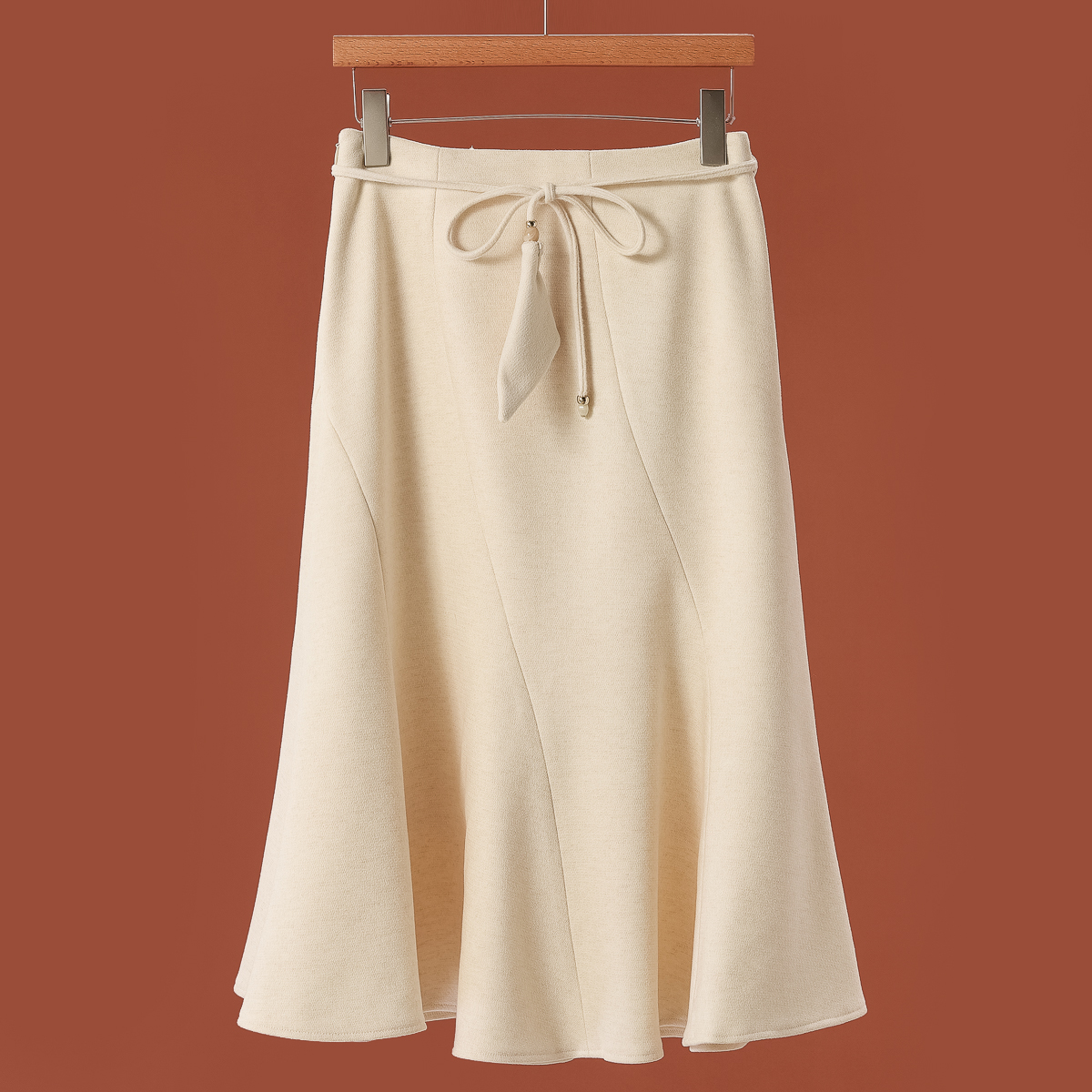 专柜599 12%再生纤维素【文】冬装 含柞蚕丝高腰鱼尾摆半身裙219