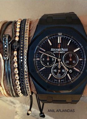 欧美AnilArjandas 微镶黑锆石开口男女时尚手镯 可调节手镯