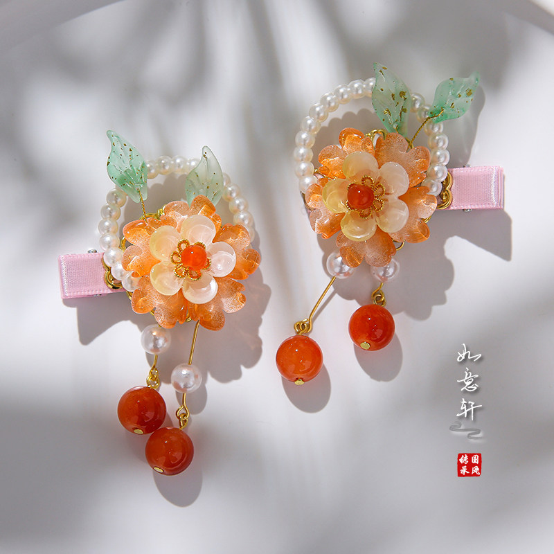 汉服头饰女孩古风发夹新中式超仙流苏花朵配饰少女中国风红色对夹,饰品/流行首饰/时尚饰品新,发饰,淘宝优惠券,粉丝福利购,淘宝优惠卷