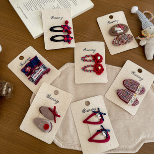 bunny手作新款 红色系星星发夹可爱发饰高级感女童头饰刘海碎发卡