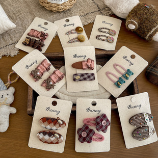 bunny手作新款 粉色系褶皱蝴蝶结发夹小熊发饰甜美女孩发卡发饰品