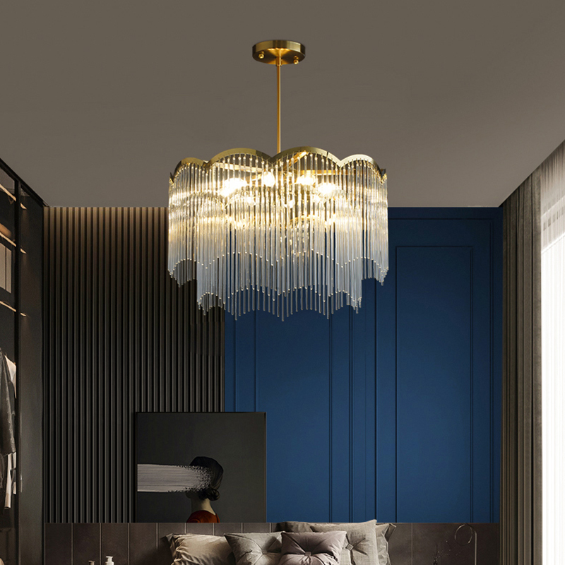 轻奢玻璃水晶艺术灯具北欧简约法式新款客厅主灯卧室灯网红吊灯