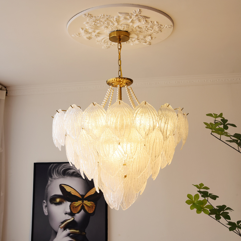 LMM客厅LOFT法式吊灯玻璃温馨