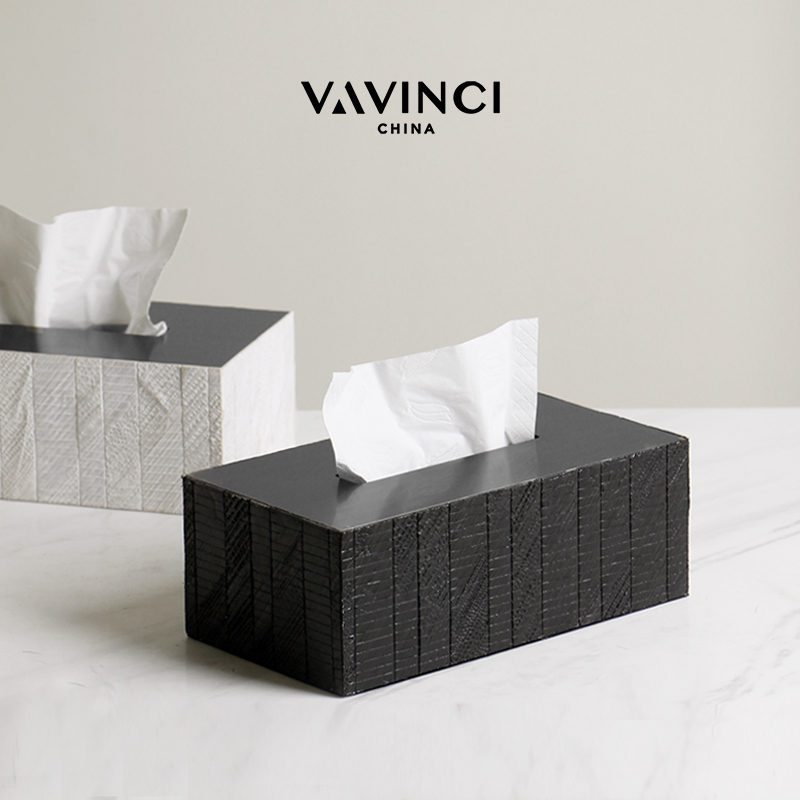 梵其简约现代手工艺术纸巾盒客厅餐桌装饰抽纸盒样板X间售楼处摆