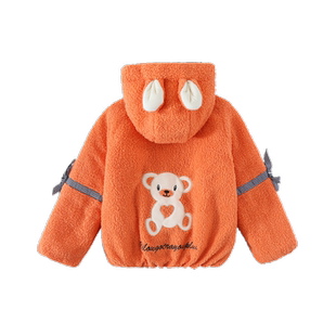 网红女童外套秋冬装24新款夹棉加厚棉衣羊羔毛加绒儿童洋气中大童