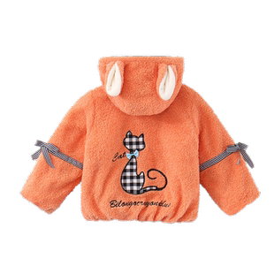 小女孩女童棉衣冬装新外套加厚羊羔毛加绒儿童洋气中大童潮中小童