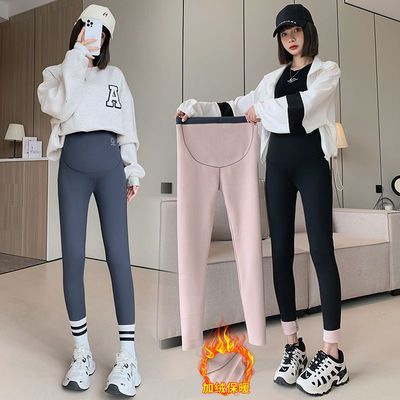 大码孕妇裤秋冬款打底裤加绒加厚羊羔绒瑜伽裤鲨鱼裤保暖裤