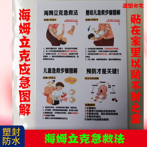 海姆立克急救知识挂图家用窒息成人儿童急救图母婴医院企业科普图