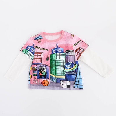 babe buddie【快乐星球】儿童纯棉长袖T恤卡通印花上衣打底衫