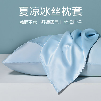 夏季枕头套48cmx74cm冰丝枕套一对装家用单个成人枕芯套巾凉枕套2