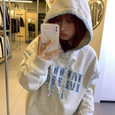 国潮牌连帽字母刺绣卫衣女春秋美式 2025新款 高街复古小众情侣外套