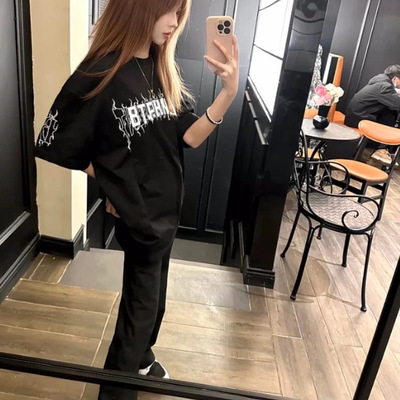 美式街头设计感字母纯棉短袖T恤