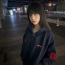 美式 外套 高街植绒字母刺绣连帽卫衣女2025新款 慵懒风潮牌情侣开衫