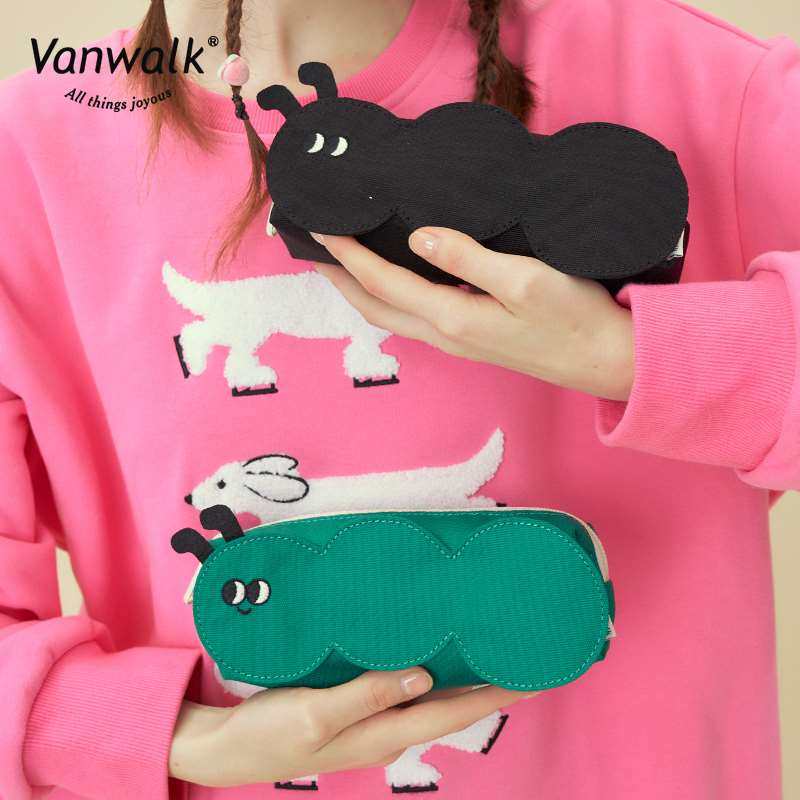 vanwalk毛毛纯虫系列 自制神钱秘毛虫笔袋可爱色零包大容毛量收纳