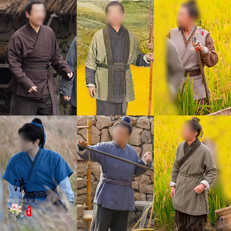 影视古装田耕同款唐朝男士汉服古代棉麻农民老百姓村民群演路人装