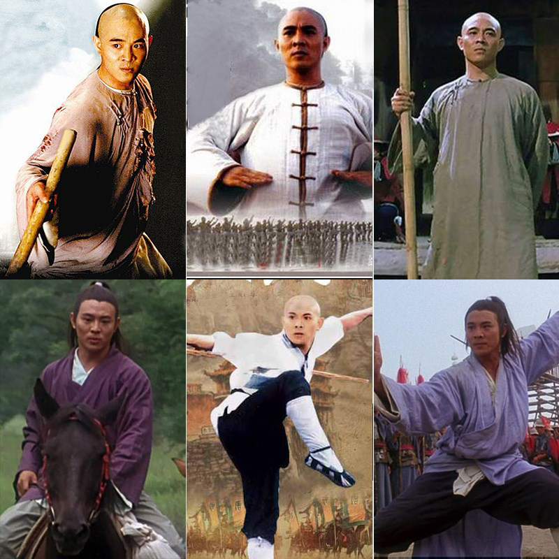 影视古装经典李连杰张三丰黄飞鸿同款男侠客服长袍马褂棉麻演出服