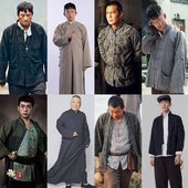 影视古装 群演服 武工队老爷装 民国棉麻服棉麻百姓服长衫 长袍农民装