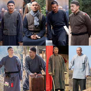 影视古装清末民国男士棉麻长袍长衫农民装老百姓商贩地主仆人古装