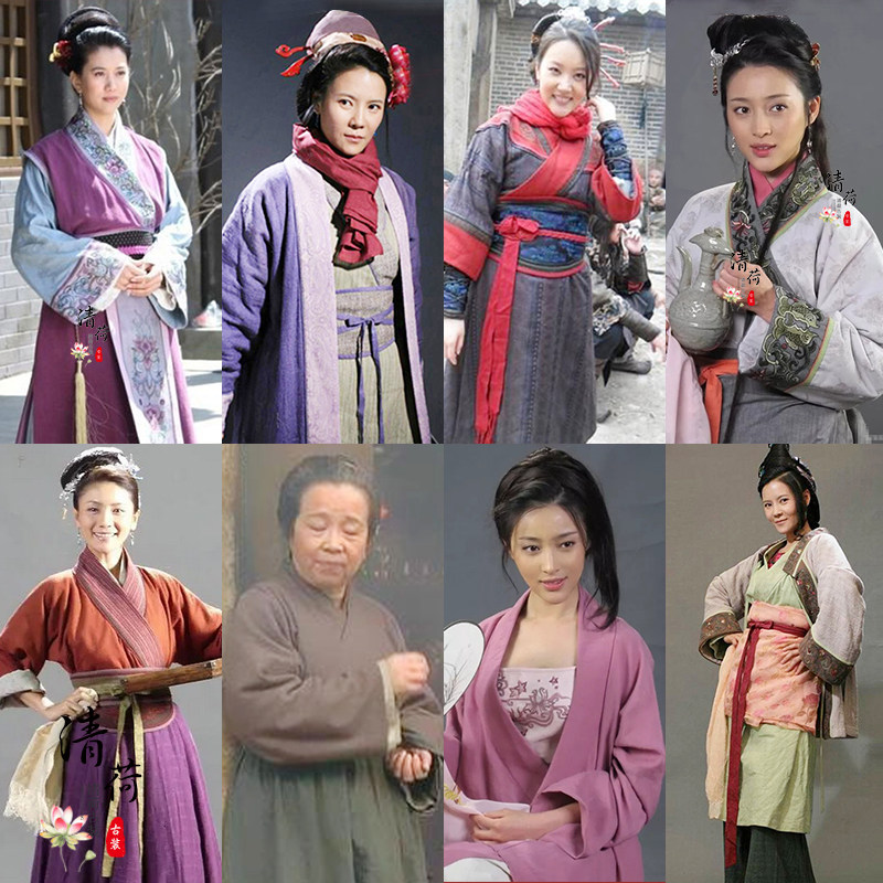 影视古装水浒传孙二娘潘金莲王婆同款汉服宋朝女士仆人棉麻群演服