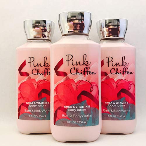 lot of 3 bath and body works pink chiffon body lotion 8 ounc