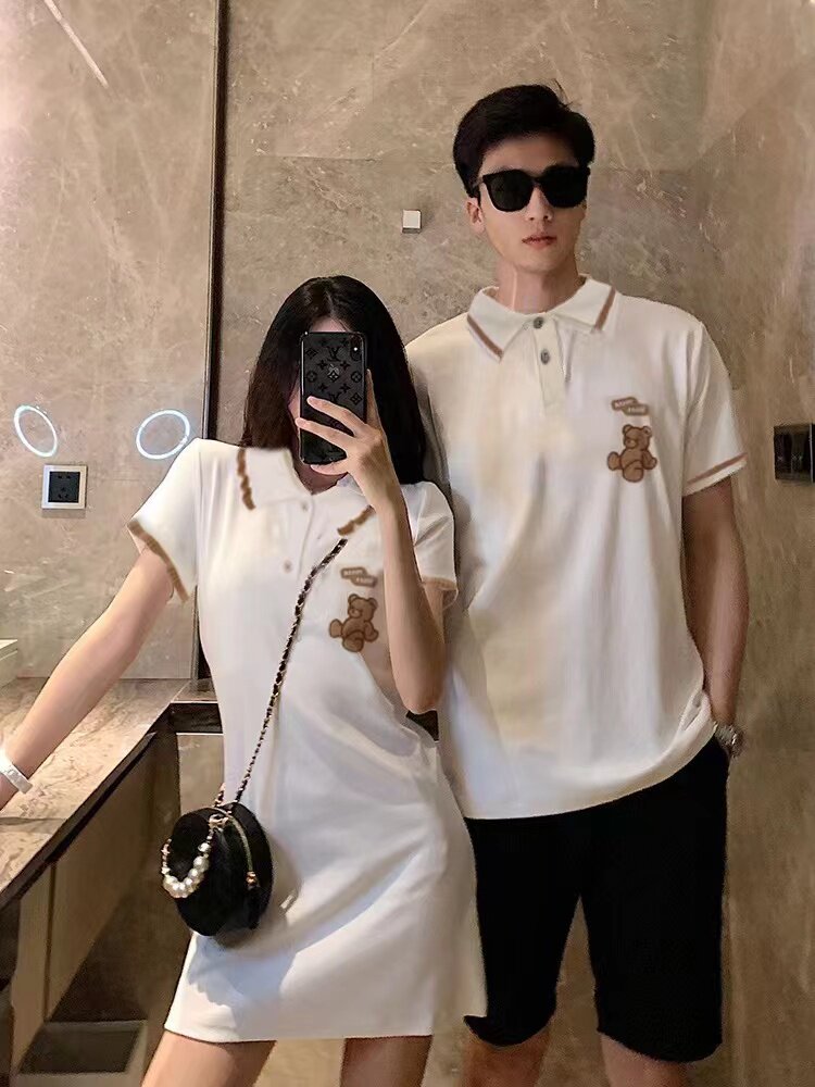 인터넷 연예인 부모자식 하복 3 4인 가족 모녀 반팔 티셔츠 온 가족이 입을 수 있는 곰돌이 폴로 셔츠