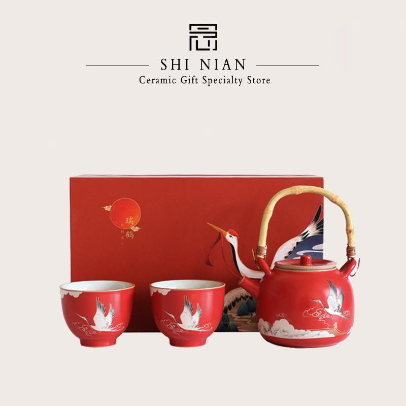 国潮故宫文创瑞鹤茶具送长辈朋友客户老师节寿宴高级实用伴手礼