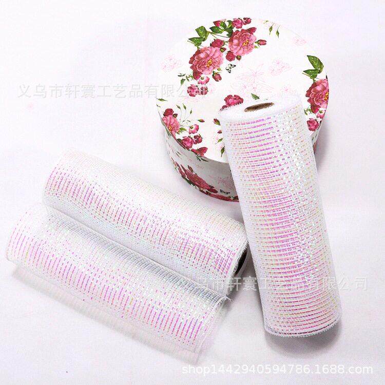 跨境圣诞树装饰彩带蝴蝶结幻彩网布 圣诞节家居装饰门饰花环网纱