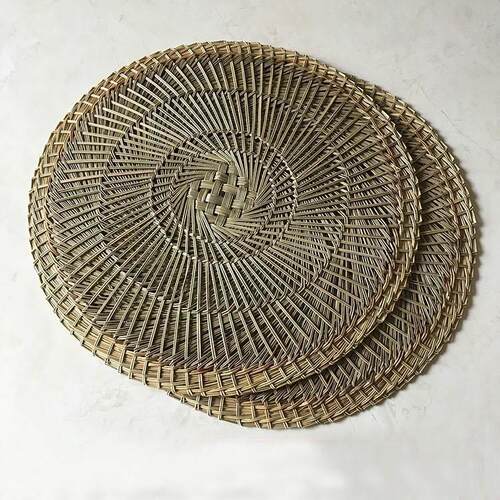 热卖加密家用圆形藤编草编竹笼屉小笼包子馒头不粘蒸布蒸笼垫子
