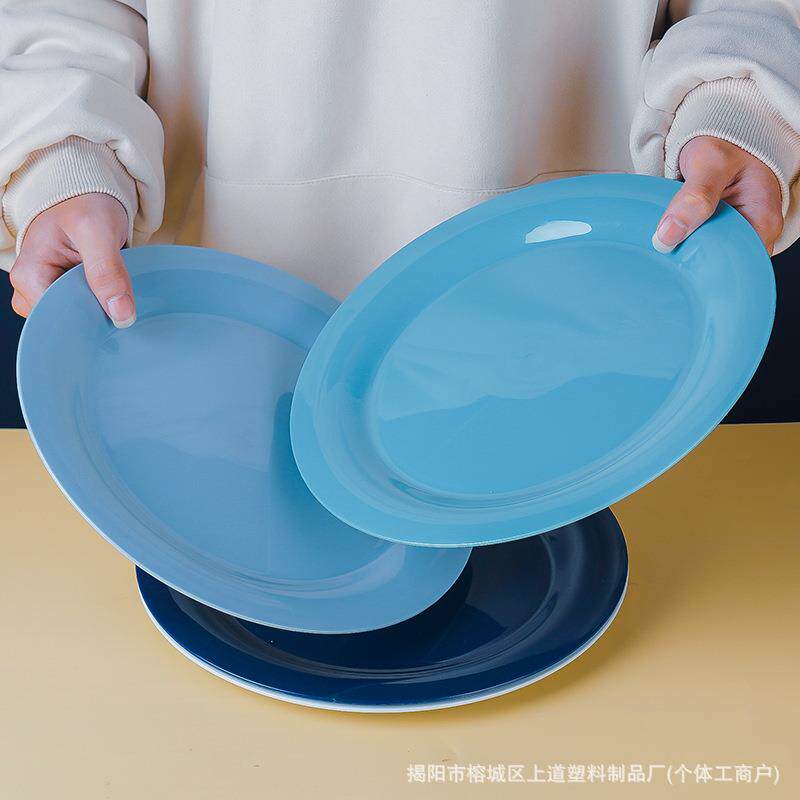 跨境pp26cm披萨盘子创意家用加厚平盘酒店塑料大菜盘西餐厅牛排盘