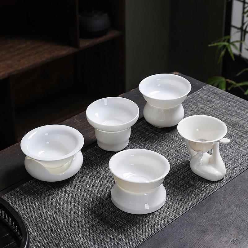 茶漏茶滤创意陶瓷泡茶网茶叶白瓷器功夫配件茶具茶隔过滤过滤漏斗