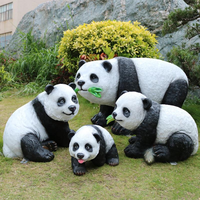 大熊猫草坪园林装饰品玻璃钢雕塑景观动物模型户外幼儿园摆件