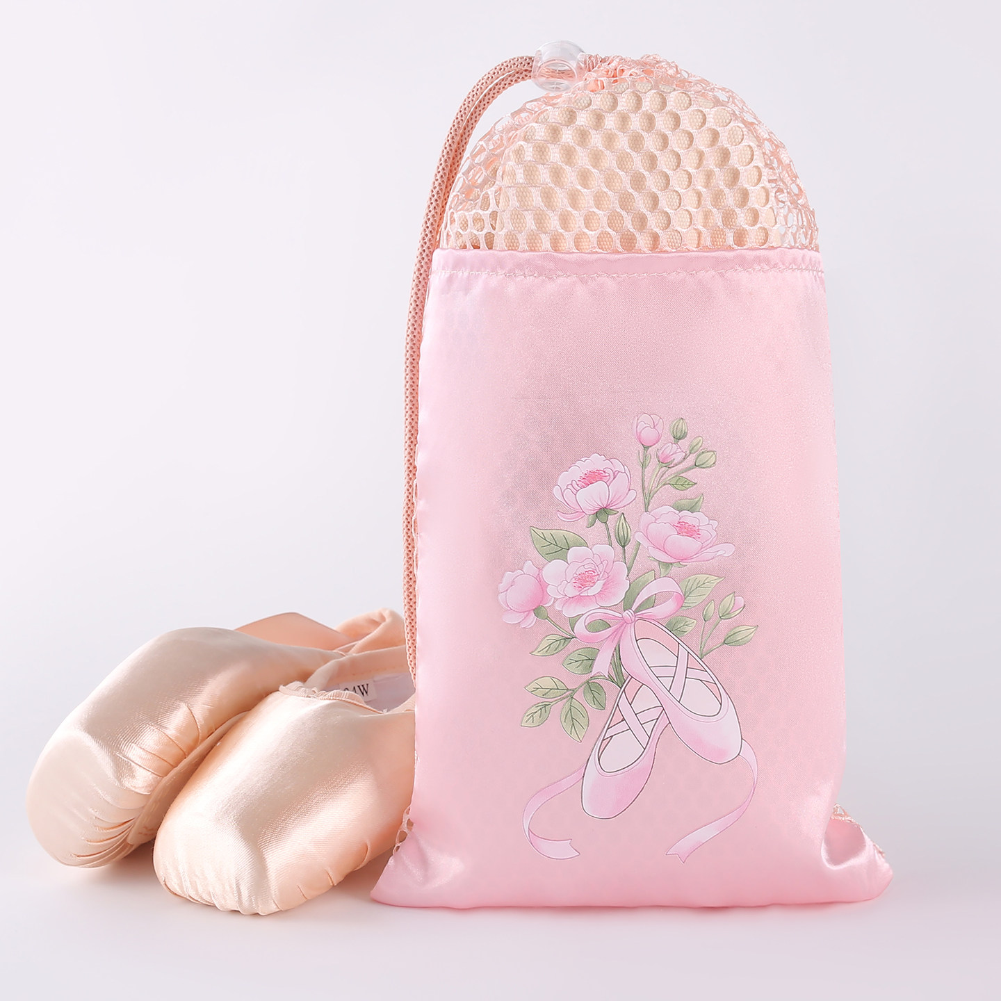 B5舞蹈鞋收纳袋足尖鞋透气网束口袋双层口袋设计芭蕾包手提袋子