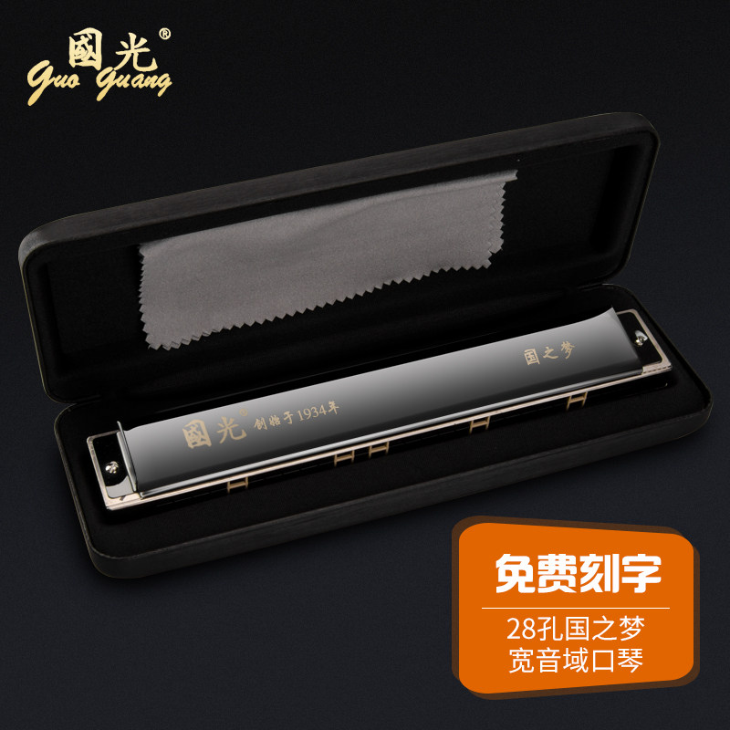 上海老牌国光口琴进口音簧28孔国之梦复音C调成人自学高级演奏级