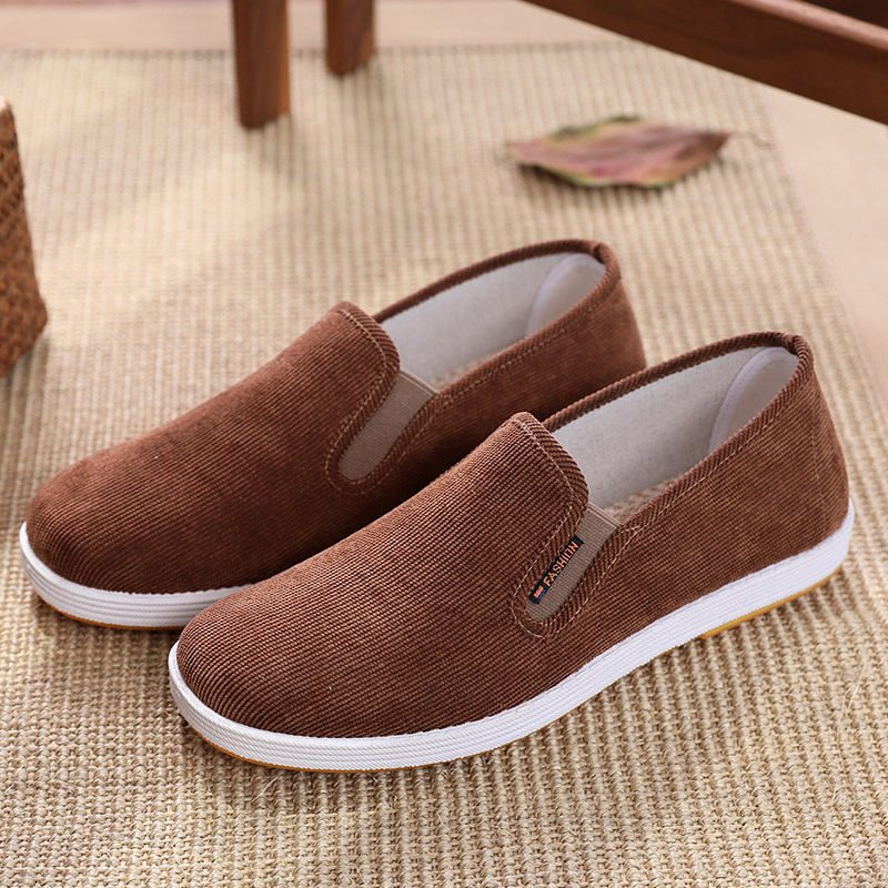 经典条绒老北京布鞋男士牛筋底工作鞋爸爸鞋防滑老人鞋灯芯绒布鞋